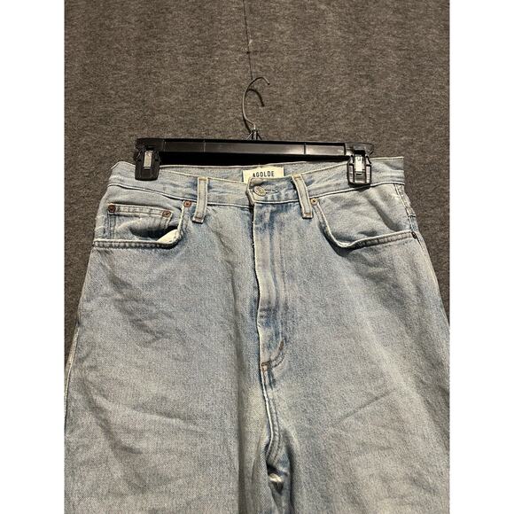 Agolde Womens Pinch Waist Jeans Size 27 Blue Straight Leg Distressed (see photo) - Picture 2 of 11